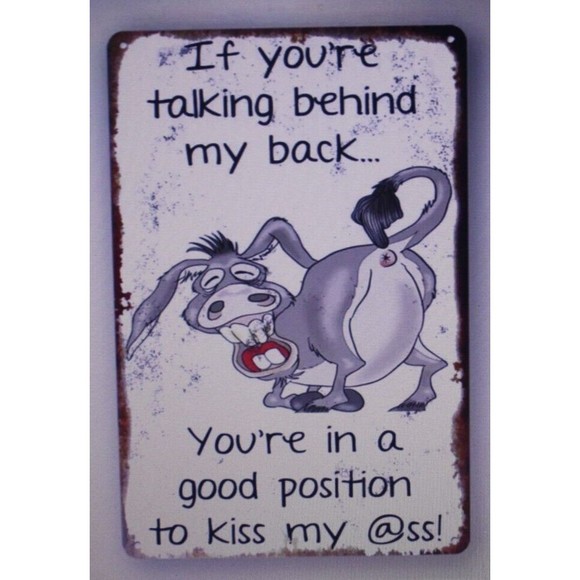 Comical Donkey Tin Sign Funny Indoor Outdoor Waterproof 12X8 Humor Gift NIP - Picture 1 of 5